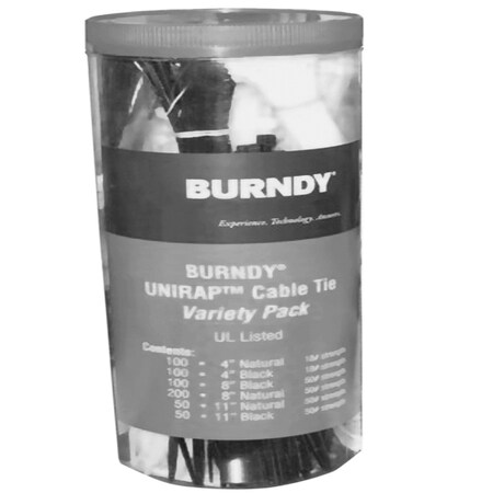 Burndy Cable Tie Cannister Variety Pack, Incudes:4" Length, 18 Lbs, Natural CTASST